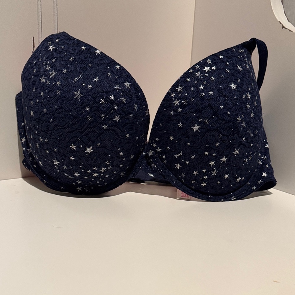 PINK Victoria Secret Navy Blue Star 36D Bra wear everywhere push up - Picture 12 of 13